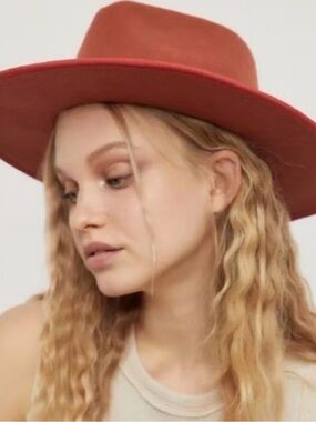 WYETH wool rust Orange fedora western rancher hat Cowgirl